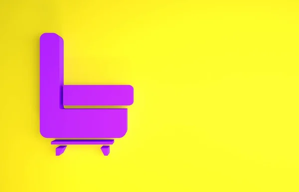 Ícone Poltrona Roxo Isolado Fundo Amarelo Conceito Minimalismo Ilustração Render — Fotografia de Stock