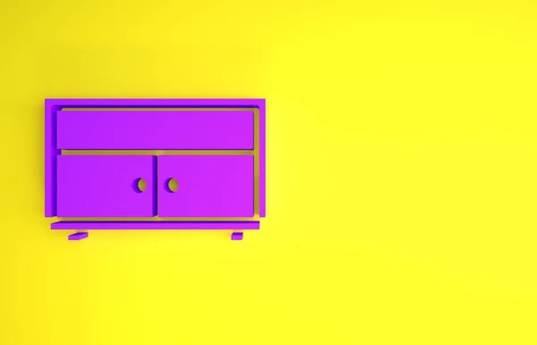 Peito Roxo Gavetas Ícone Isolado Fundo Amarelo Conceito Minimalismo Ilustração — Fotografia de Stock