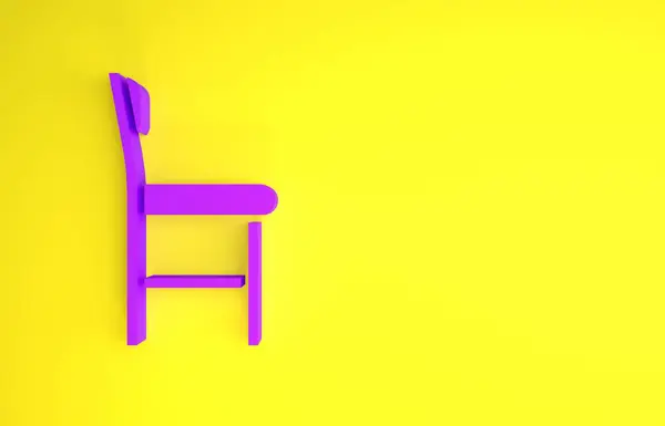 Icono Silla Púrpura Aislado Sobre Fondo Amarillo Concepto Minimalista Ilustración — Foto de Stock