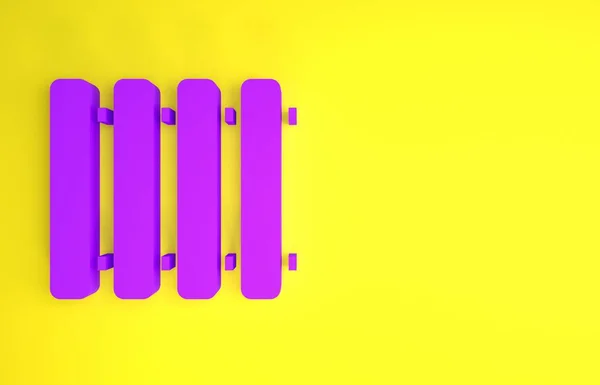 Ícone Radiador Aquecimento Roxo Isolado Fundo Amarelo Conceito Minimalismo Ilustração — Fotografia de Stock