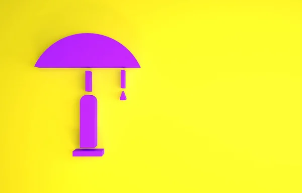 Icono Lámpara Mesa Púrpura Aislado Sobre Fondo Amarillo Concepto Minimalista — Foto de Stock