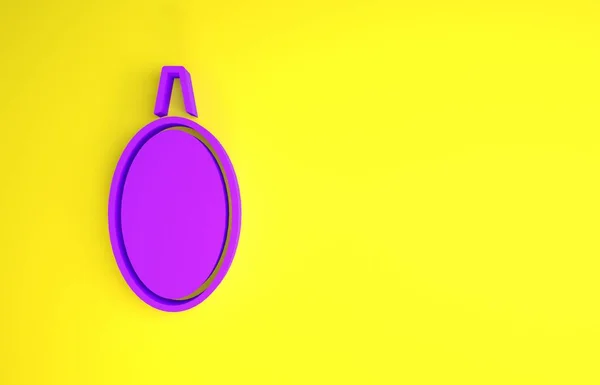 Icono Espejo Púrpura Aislado Sobre Fondo Amarillo Concepto Minimalista Ilustración —  Fotos de Stock