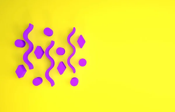 Фиолетовый Праздничный Символ Конфетти Выделен Желтом Фоне Концепция Минимализма Рендеринг — стоковое фото