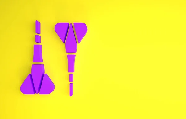 Icono Flecha Dart Púrpura Aislado Sobre Fondo Amarillo Concepto Minimalista — Foto de Stock