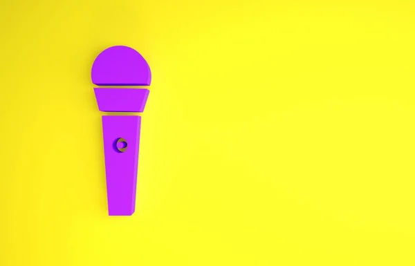 Icono Karaoke Púrpura Aislado Sobre Fondo Amarillo Micrófono Monitor Concepto — Foto de Stock