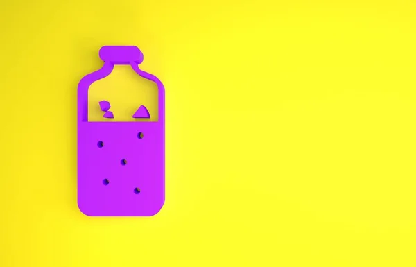 Lila Glühwein Mit Zutaten Symbol Auf Gelbem Hintergrund Zimtstange Nelke — Stockfoto