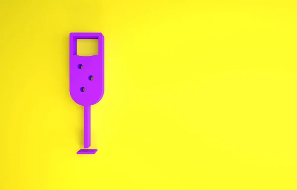 Copo Roxo Champanhe Ícone Isolado Fundo Amarelo Conceito Minimalismo Ilustração — Fotografia de Stock