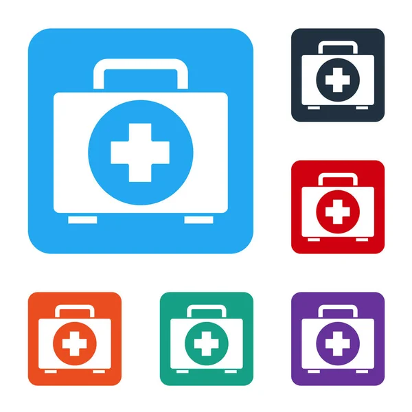 White First Aid Kit Icon Isolated White Background Medical Box — Stock Vector