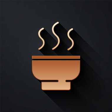 Geleneksel Çin çay töreni ikonu siyah arka planda izole edilmiş. Fincanlı çaydanlık. Uzun gölge tarzı. Vektör İllüstrasyonu