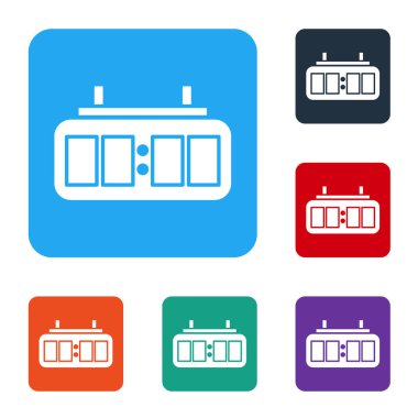 Beyaz Spor hokey mekanik skorbordu ve sonuç olarak beyaz arkaplanda izole edilmiş görüntü simgesi. Renkli kare düğmelerle simgeleri ayarla. Vektör İllüstrasyonu