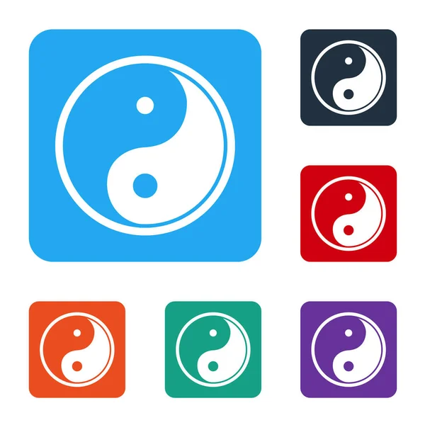 White Yin Yang Símbolo Armonía Equilibrio Icono Aislado Sobre Fondo — Archivo Imágenes Vectoriales