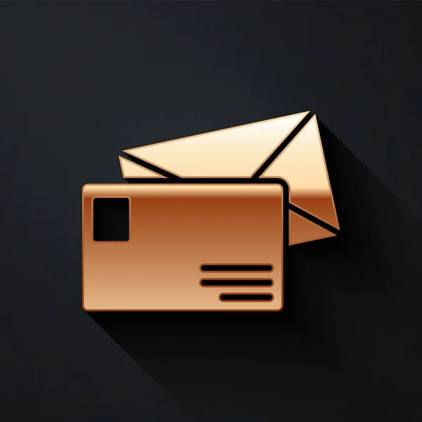 Icône Enveloppe Isolée Sur Fond Noir Message Électronique Symbole Lettre — Image vectorielle