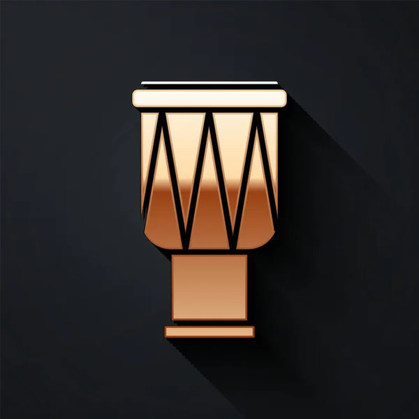 Icona Gold Drum Isolata Sfondo Nero Segno Musicale Simbolo Strumento — Vettoriale Stock