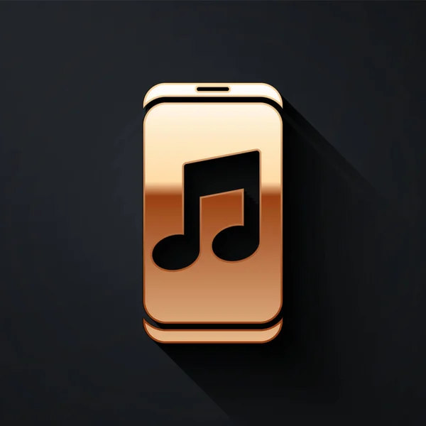 Значок Gold Music Player Выделен Черном Фоне Портативное Музыкальное Устройство — стоковый вектор