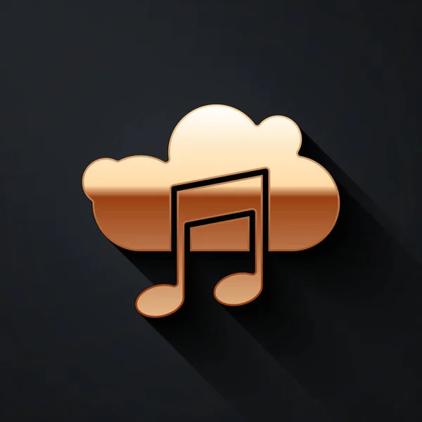 Gold Music Icône Service Streaming Isolé Sur Fond Noir Cloud — Image vectorielle