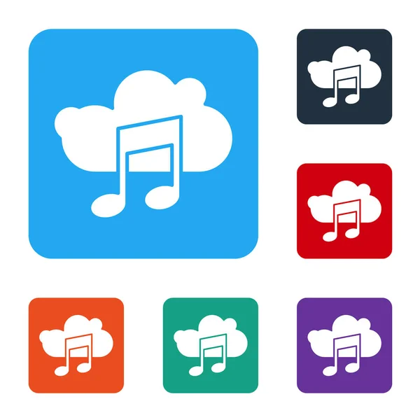 White Music Streaming Service Icoon Geïsoleerd Witte Achtergrond Geluid Cloud — Stockvector
