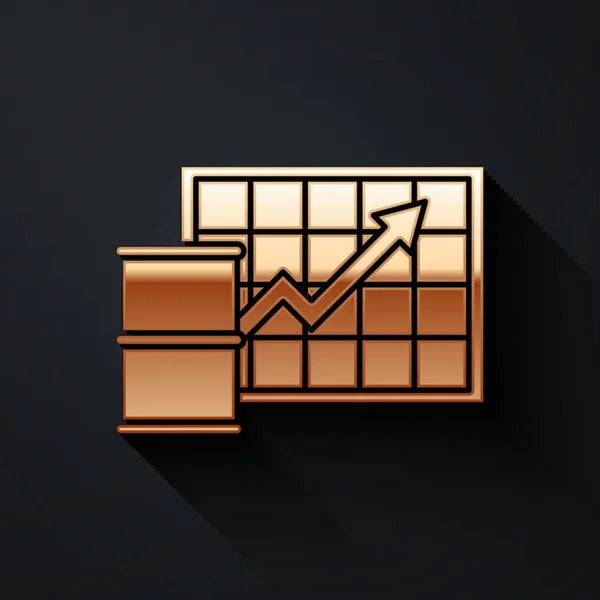Ouro Ícone Aumento Preço Petróleo Isolado Fundo Preto Conceito Crise —  Vetores de Stock