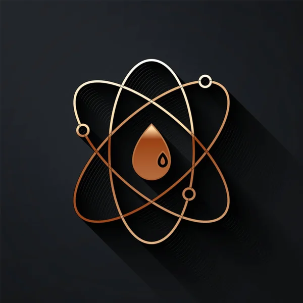 Altın Atom Simgesi Siyah Arkaplanda Izole Edildi Bilimin Eğitimin Nükleer — Stok Vektör