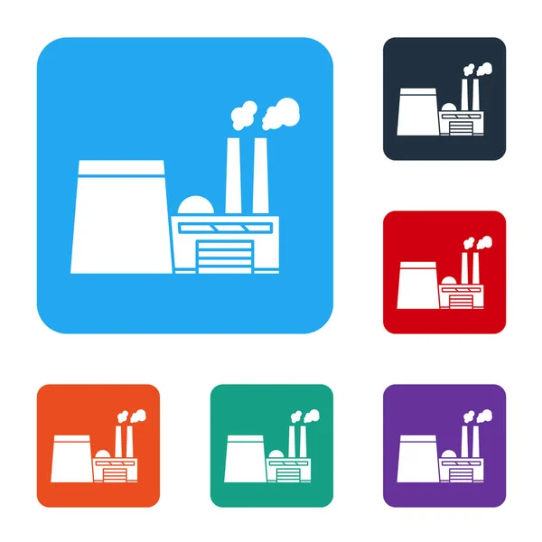 Icono Fábrica Industrial Petróleo Gas Blanco Aislado Sobre Fondo Blanco — Archivo Imágenes Vectoriales