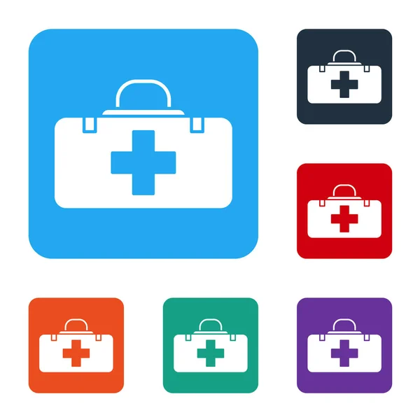 White First Aid Kit Icon Isolated White Background Medical Box — Stock Vector