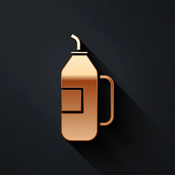 Gold Fitness Icône Shaker Isolé Sur Fond Noir Bouteille Shaker — Image vectorielle