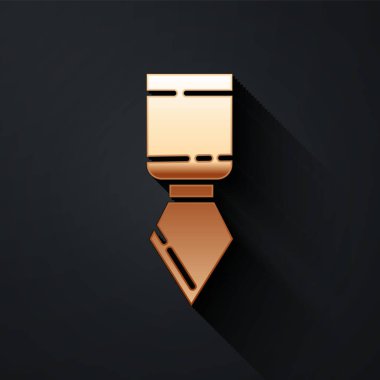 Altın Palet bıçak ikonu siyah arkaplanda izole edildi. Uzun gölge tarzı. Vektör İllüstrasyonu