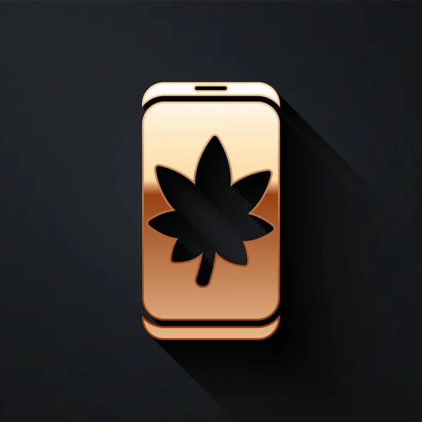 Feuille Sur Icône Écran Téléphone Mobile Isolé Sur Fond Noir — Image vectorielle