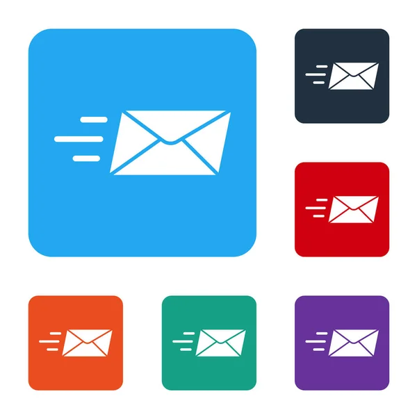 Icono Sobre White Express Aislado Sobre Fondo Blanco Mensaje Correo — Vector de stock