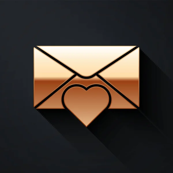 Золотое Кольцо Иконой Сердца Валентины Черном Фоне Послание Любви Письмо — стоковый вектор