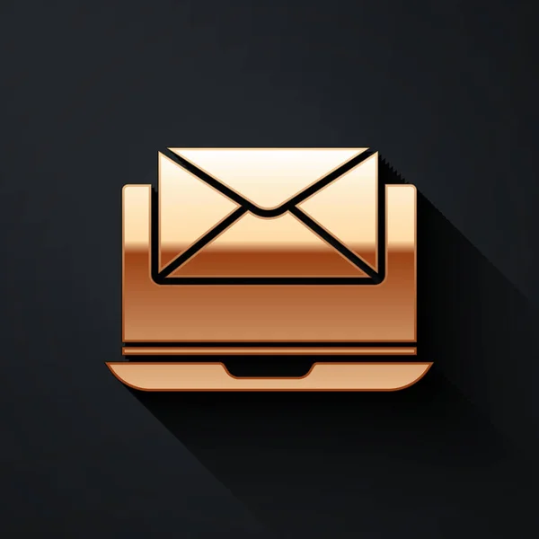 Gold Laptop Mit Umschlag Und Geöffneter Mail Auf Dem Bildschirm — Stockvektor