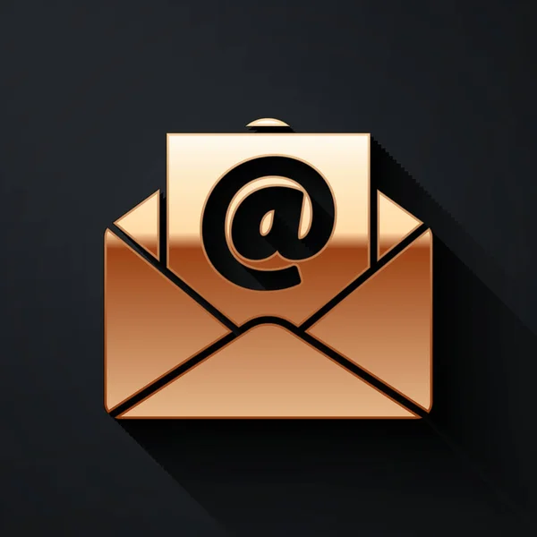 Gold Mail Mail Icône Isolée Sur Fond Noir Mail Symbole — Image vectorielle
