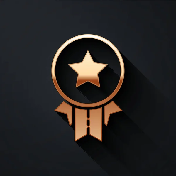Zlatá Medaile Ikonou Hvězdy Izolované Černém Pozadí Znamení Vítězů Medaile — Stockový vektor