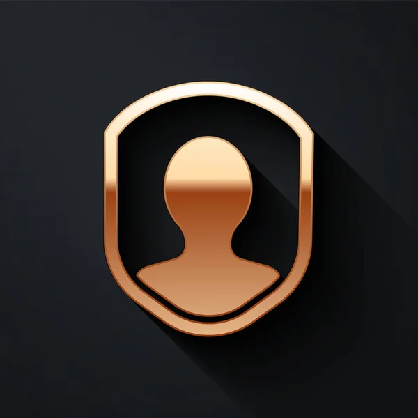 Gold Benutzerschutzsymbol Isoliert Auf Schwarzem Hintergrund Sichere Benutzeranmeldung Passwortgeschützt Datenschutz — Stockvektor