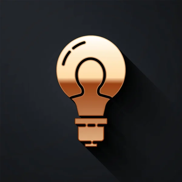Guld Glödlampa Med Begreppet Idé Ikon Isolerad Svart Bakgrund Energi — Stock vektor