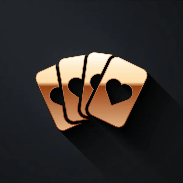 Oro Deck Playing Cards Icono Aislado Sobre Fondo Negro Juego — Vector de stock