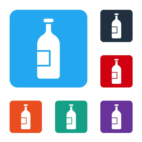 Icono Botella Alcohol Blanco Aislado Sobre Fondo Blanco Establecer Iconos — Vector de stock