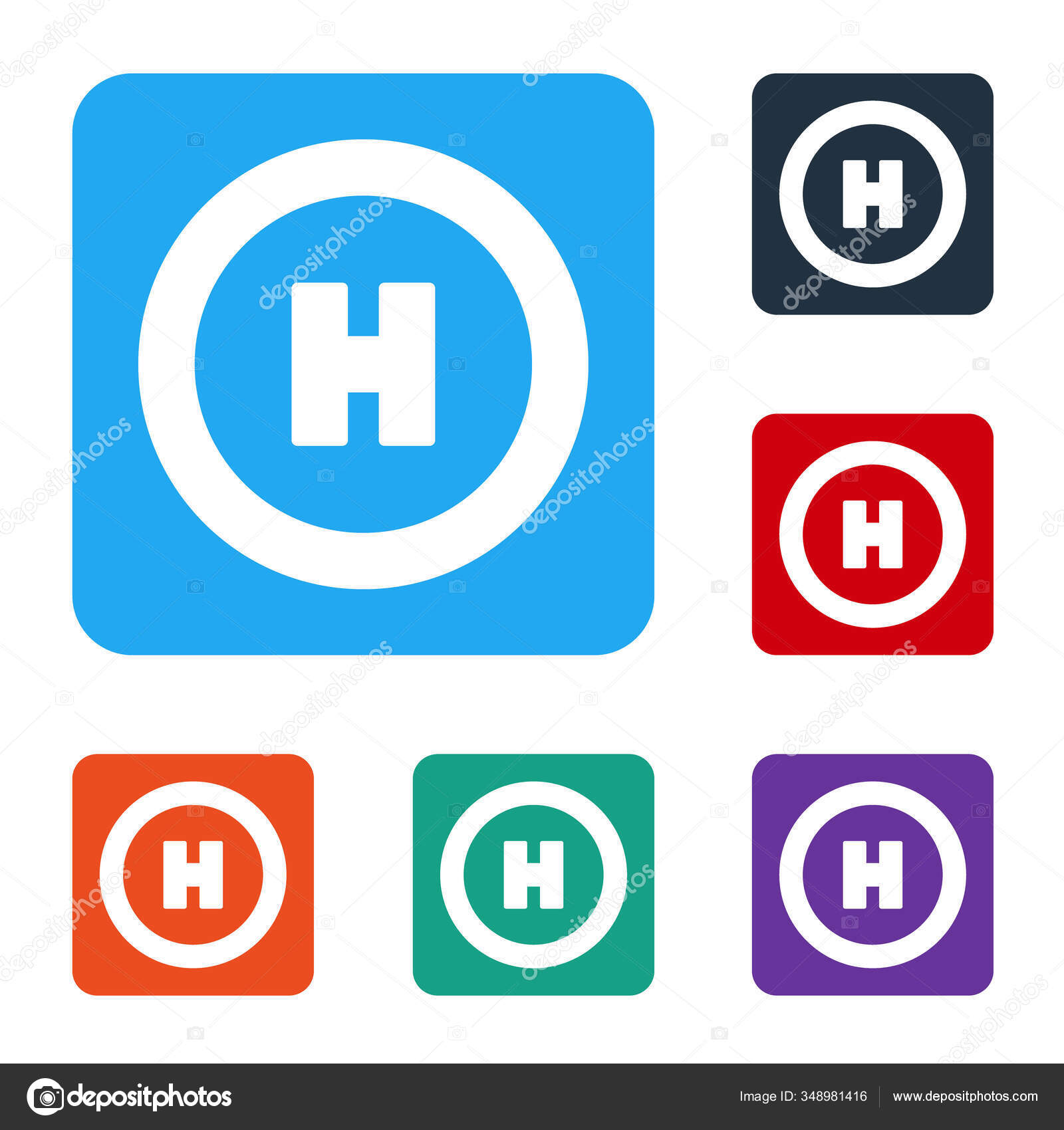 White Helicopter Landing Pad Icon Isolated White Background Helipad