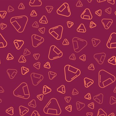 Kahverengi çizgi suşi simgesi kırmızı arkaplanda pürüzsüz desen izole etti. Geleneksel Japon yemekleri. Vektör İllüstrasyonu