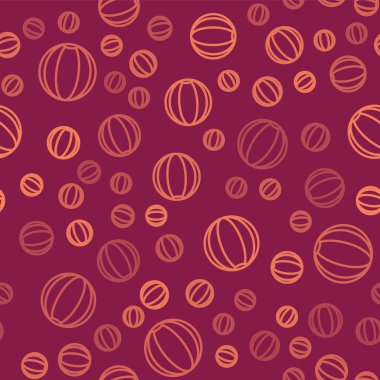 Kahverengi çizgi plaj topu ikonu kırmızı arka planda izole edilmiş pürüzsüz desen. Vektör İllüstrasyonu