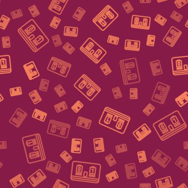 Kahverengi çizgi Sport Hokey mekanik skorbordu ve sonuç olarak kırmızı arka planda izole edilmiş ikon ikonu. Vektör İllüstrasyonu