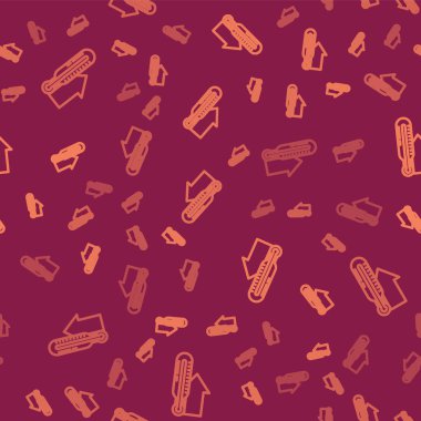 Kahverengi çizgi Meteoroloji termometresi kırmızı arkaplanda izole edilmiş ikonu ölçüyor. Termometre termometresi sıcak ya da soğuk hava gösteriyor. Vektör İllüstrasyonu