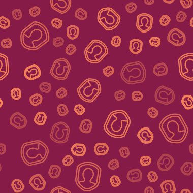 Kahverengi çizgi Kullanıcı koruma simgesi kırmızı arkaplanda izole edilmiş pürüzsüz desen. Güvenli kullanıcı girişi, şifre koruması, kişisel veri koruması, kimlik doğrulaması. Vektör İllüstrasyonu