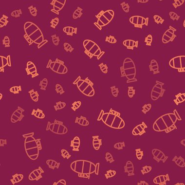 Kahverengi çizgi hava gemisi simgesi kırmızı arka planda izole edilmiş. Vektör İllüstrasyonu