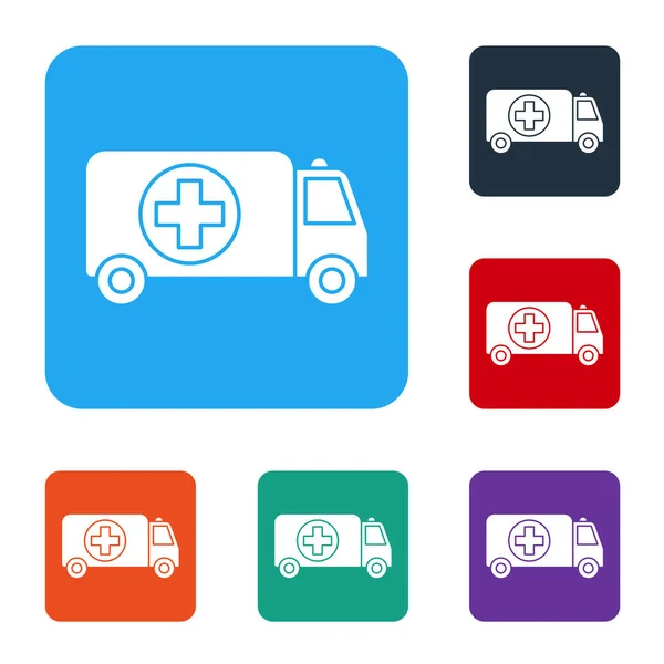 White Ambulance Emergency Car Icon Isolated White Background Ambulance Vehicle — Stock Vector