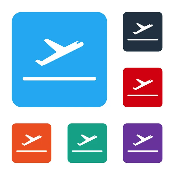 Icono Despegue Del Avión Blanco Aislado Sobre Fondo Blanco Símbolo — Archivo Imágenes Vectoriales