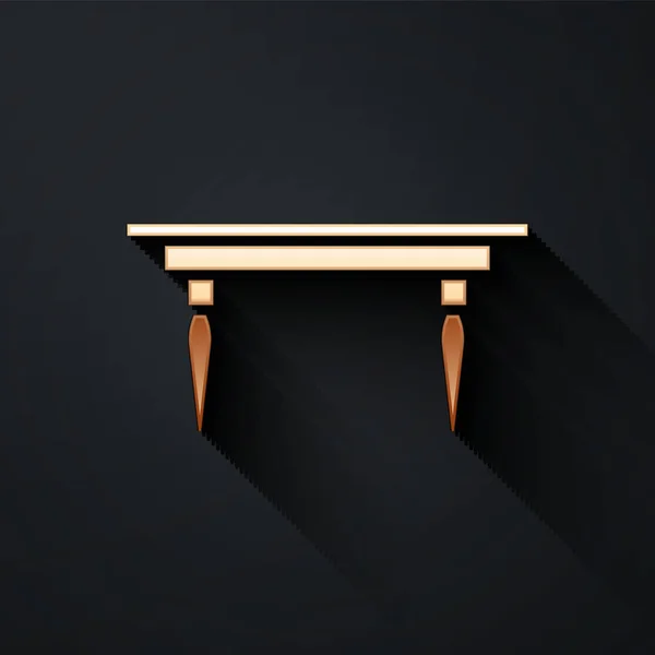 Gold Holztischsymbol Isoliert Auf Schwarzem Hintergrund Langer Schatten Vektorillustration — Stockvektor