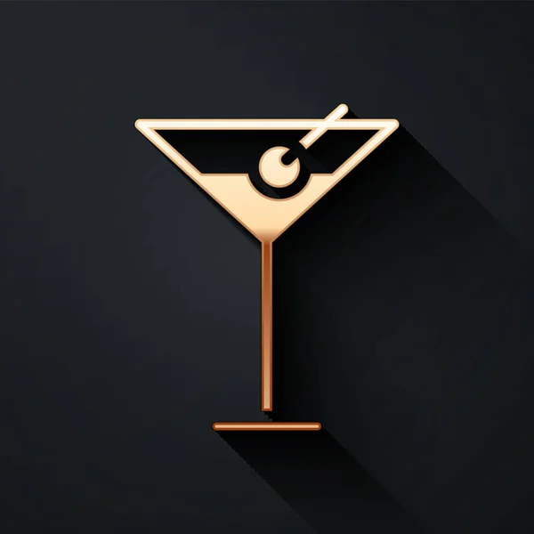 Icône Verre Martini Isolé Sur Fond Noir Icône Cocktail Icône — Image vectorielle