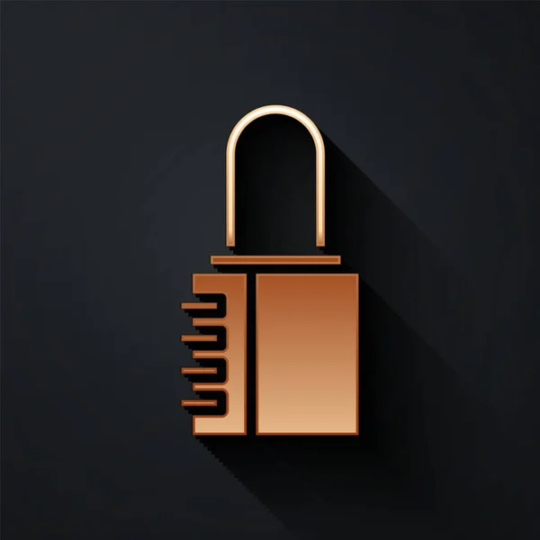 Gold Safe Combination Lock Icon Isolated Black Background Combination Padlock — Stock Vector