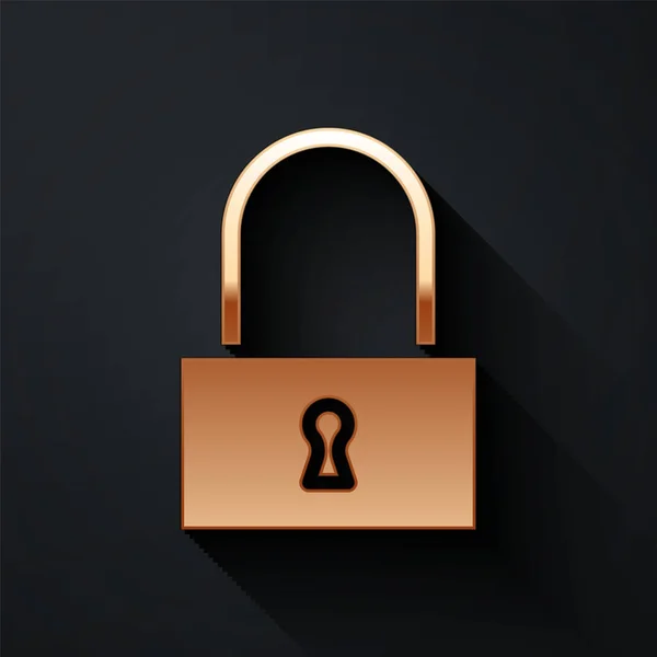 Gold Lock Symbol Isoliert Auf Schwarzem Hintergrund Vorhängeschloss Sicherheit Sicherheit — Stockvektor