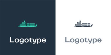 Logotype Petrol tankeri ikonu beyaz arka planda izole edildi. Logo tasarım şablonu elemanı. Vektör İllüstrasyonu